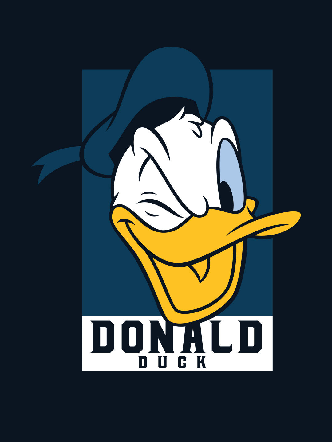 Donald Duck Portrait - Womens T-Shirt Navy Blue Medium