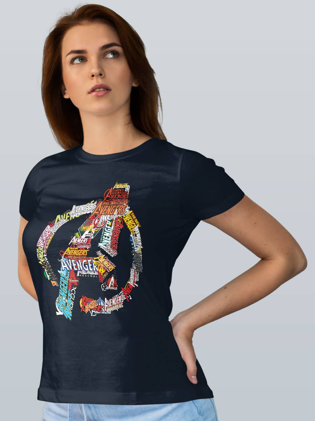 Avengers Titles - Womens T-Shirt Navy Blue XXL