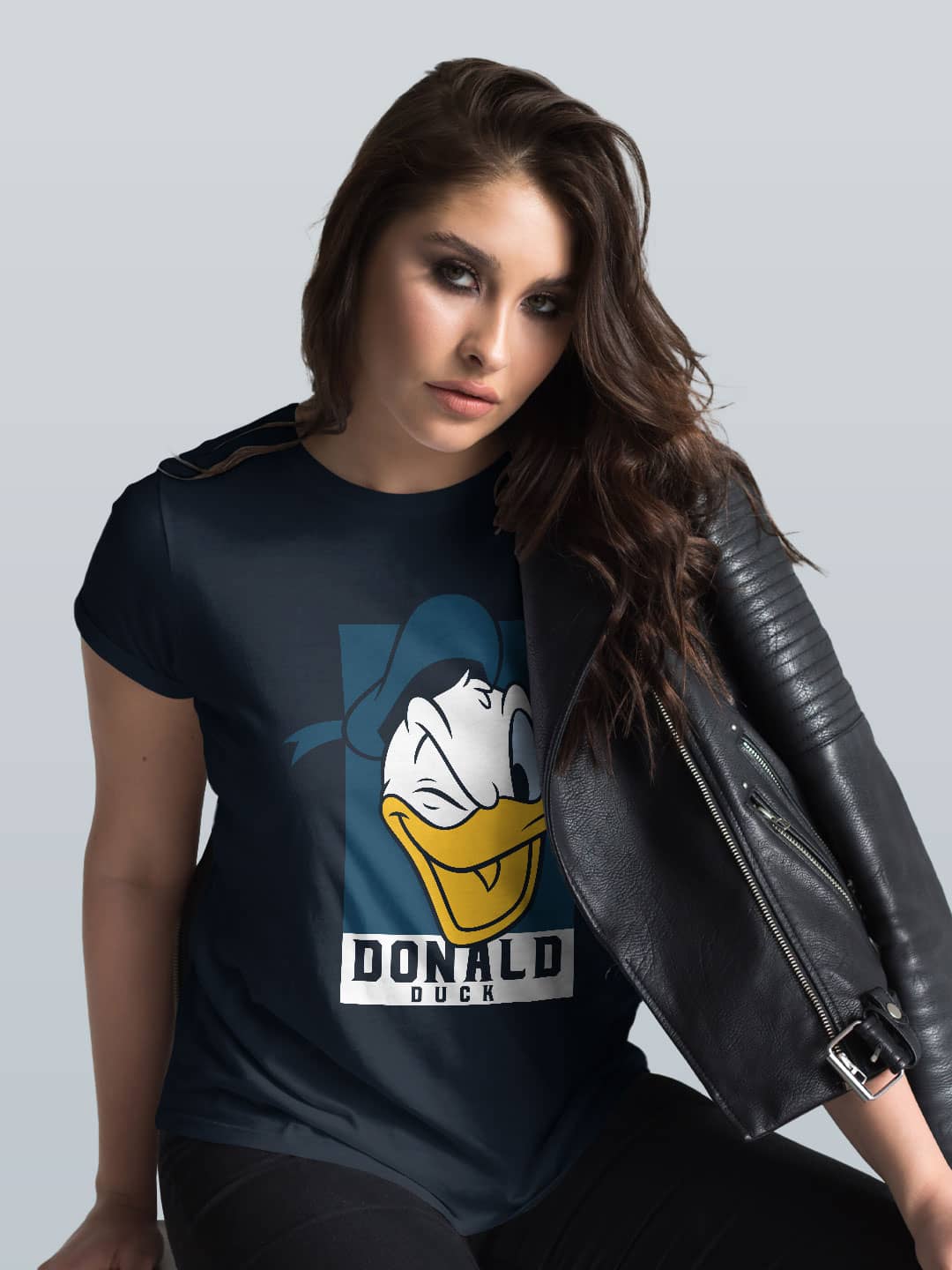 Donald Duck Portrait - Womens T-Shirt Navy Blue Small