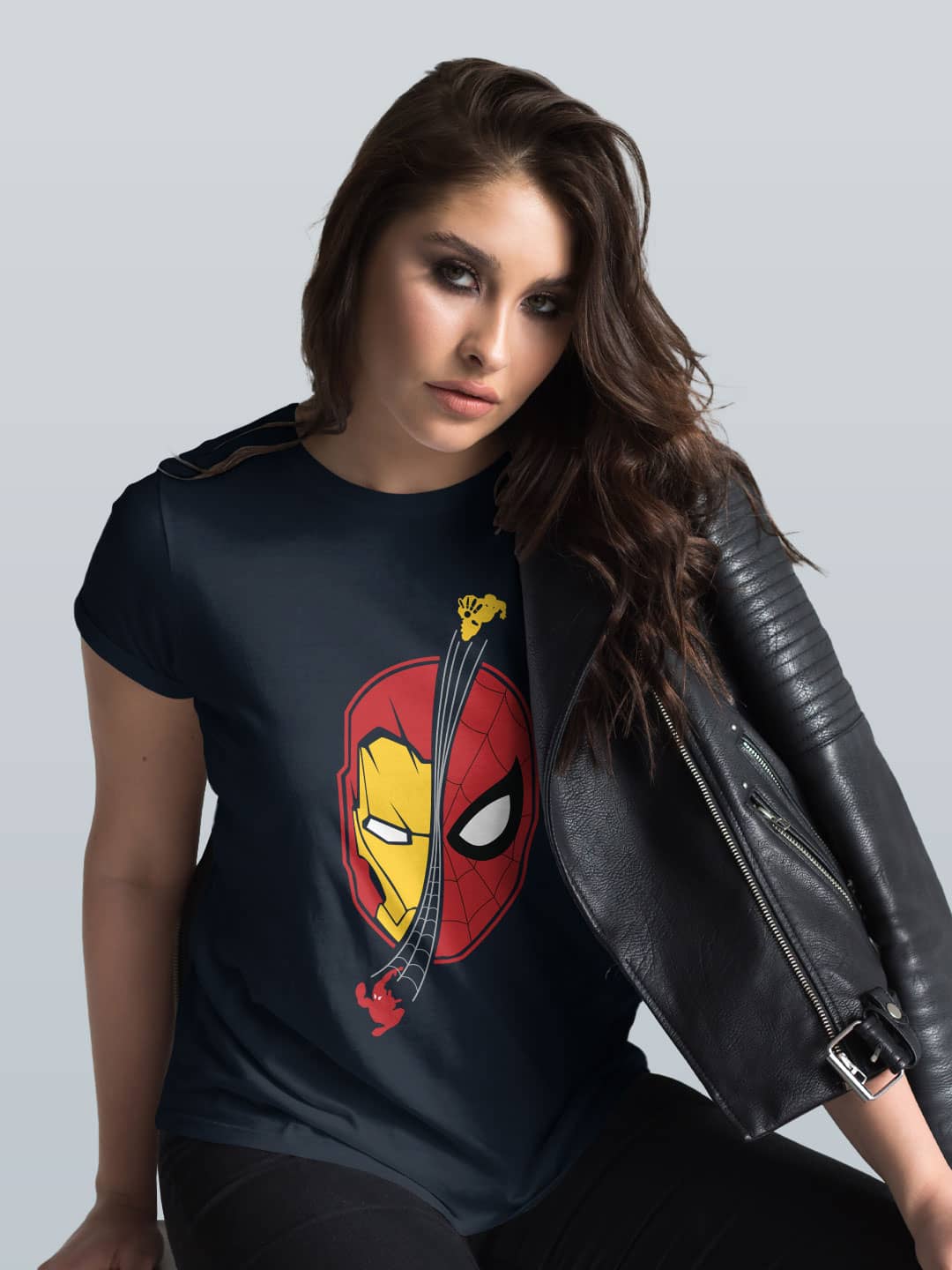 Iron Spidey - Womens T-Shirt Navy Blue Large