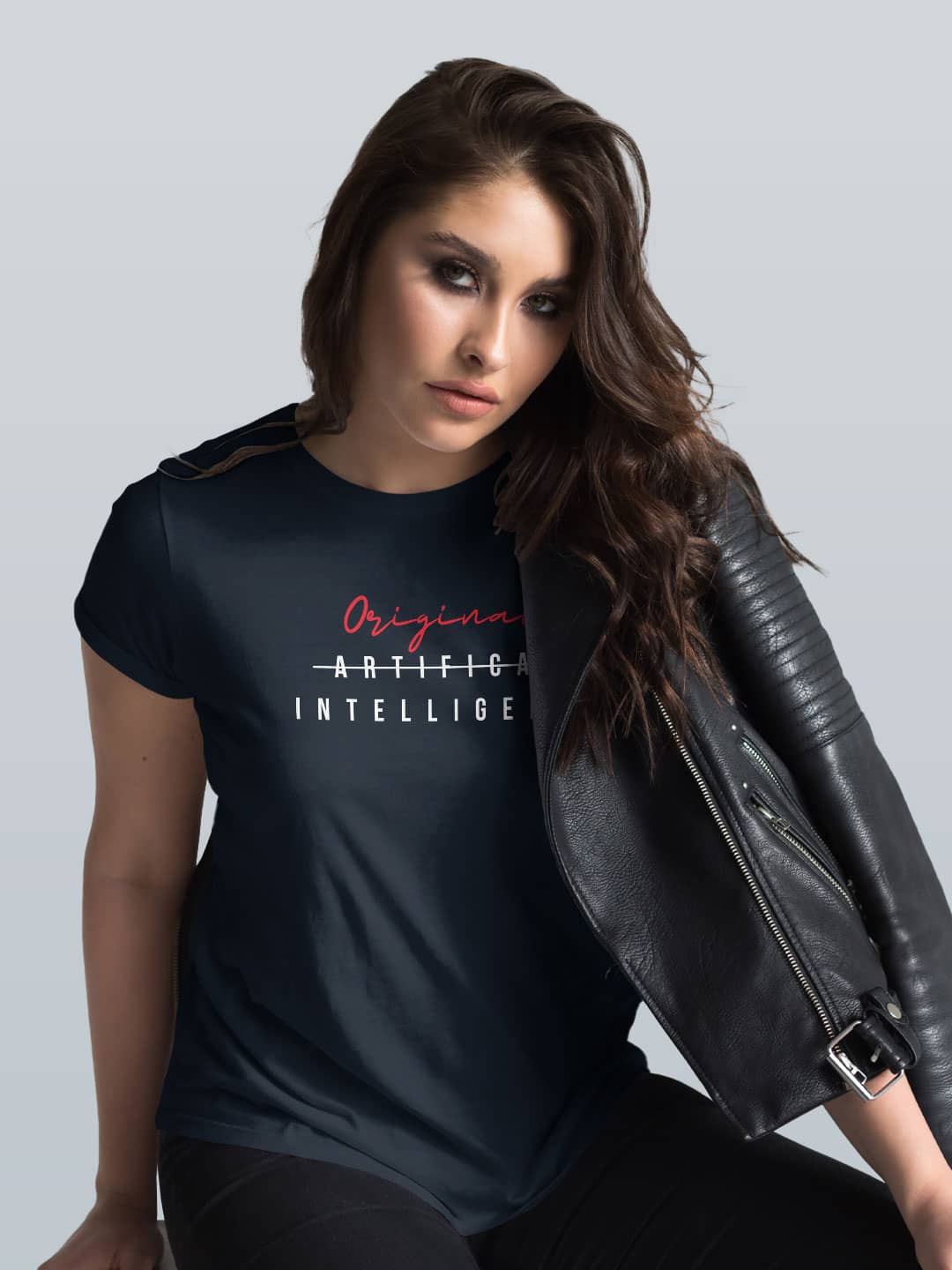 Original Intelligence - Womens T-Shirt Navy Blue Large
