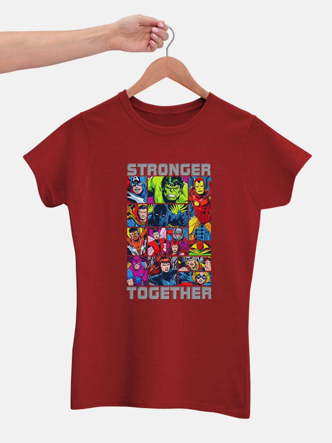Avengers Stronger Together - Womens T-Shirt Red Large