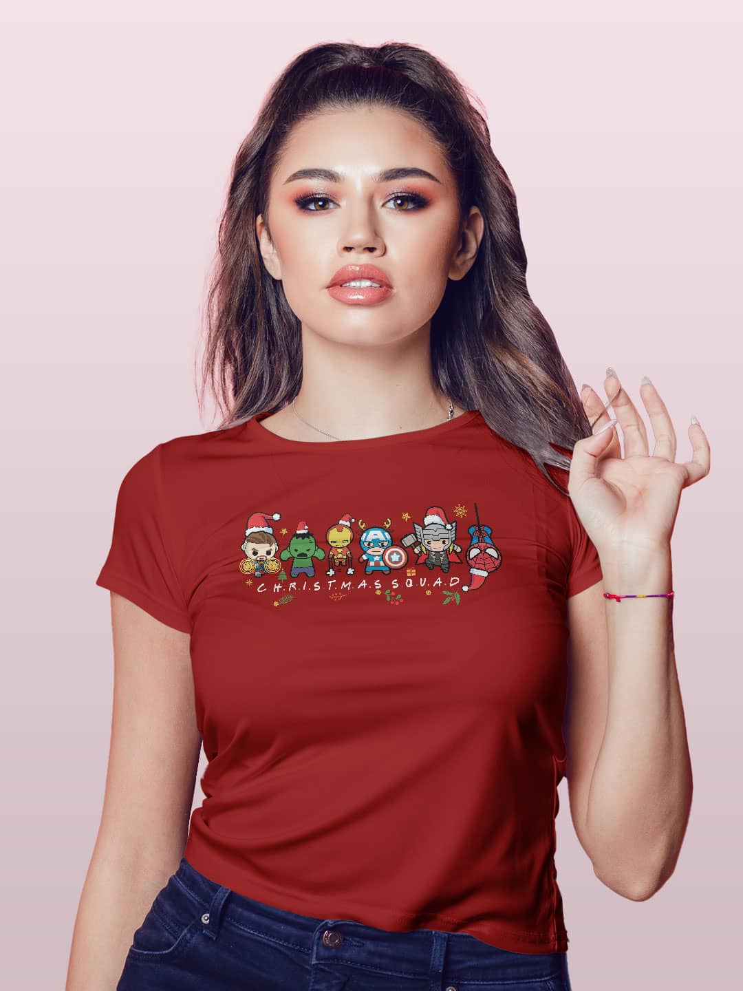 Christmas Squad Marvel - Womens T-Shirt Red XXL