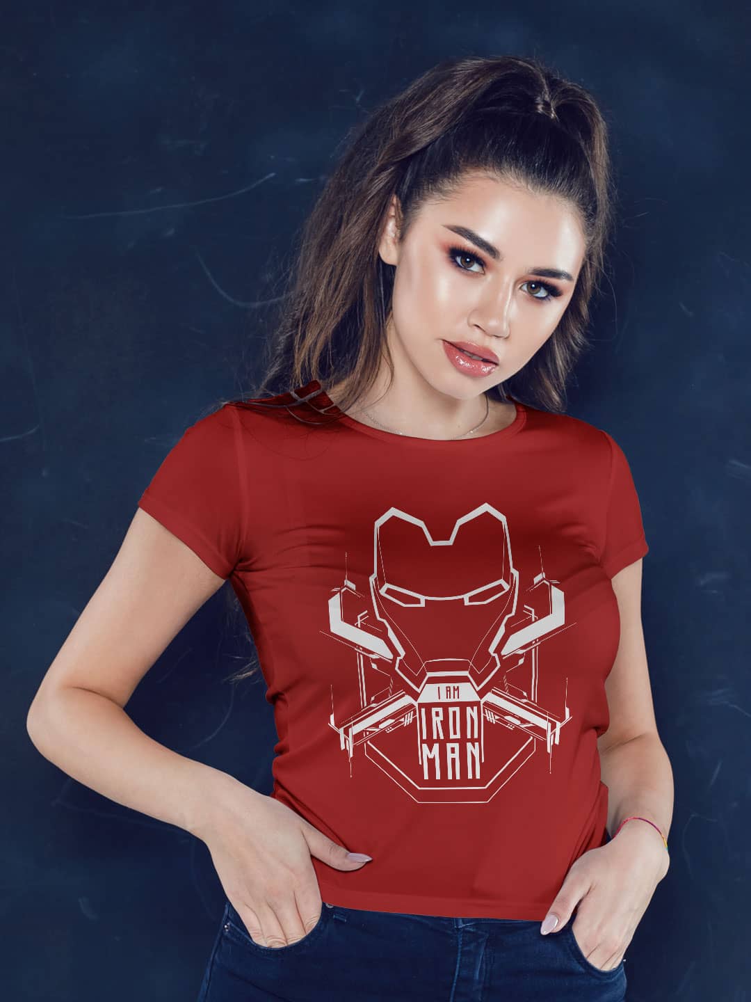 ironmantechbadge-womenst-shirt-red-medium