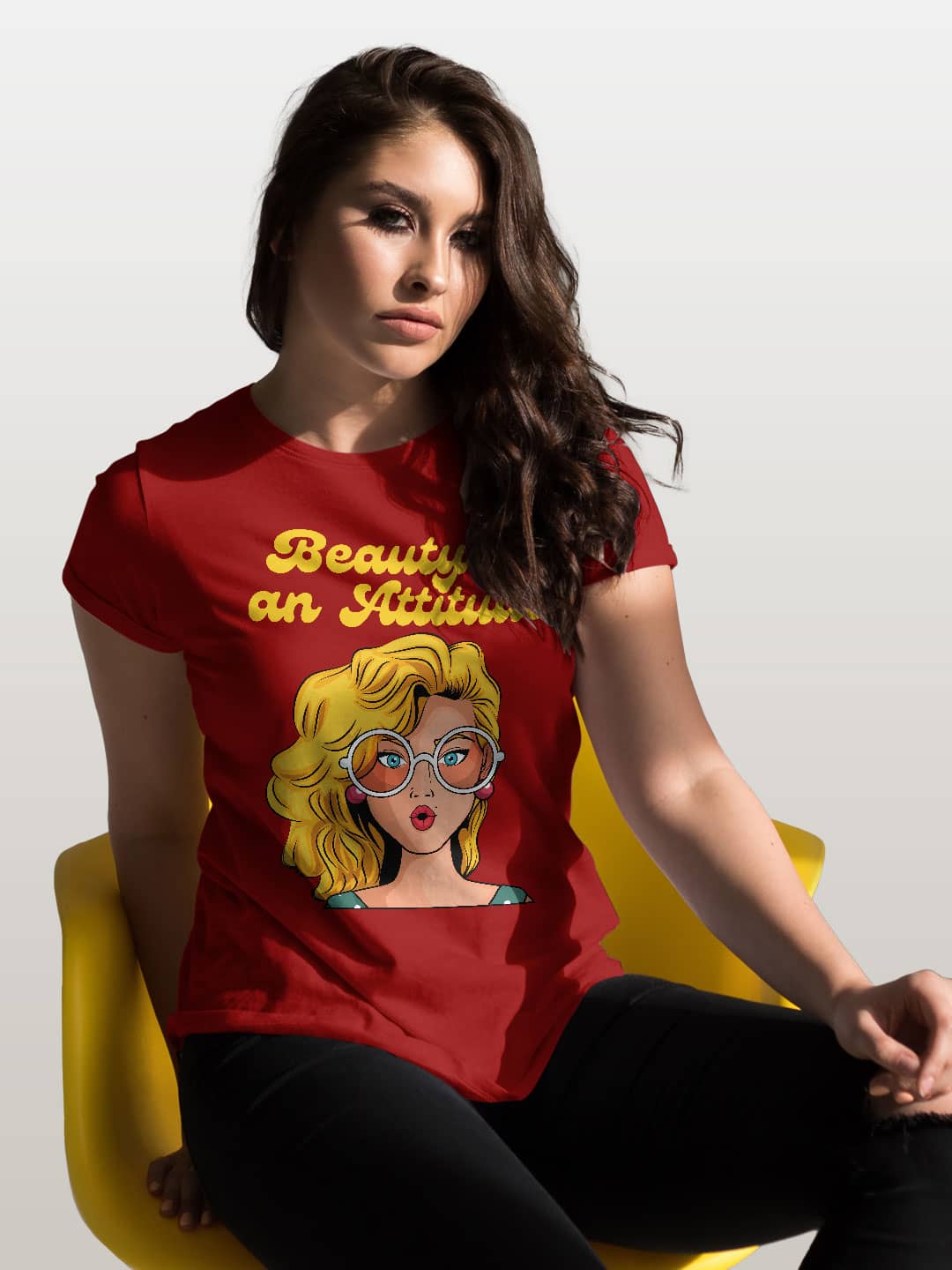 Beauty is an Attitude - Womens T-Shirt Red XL
