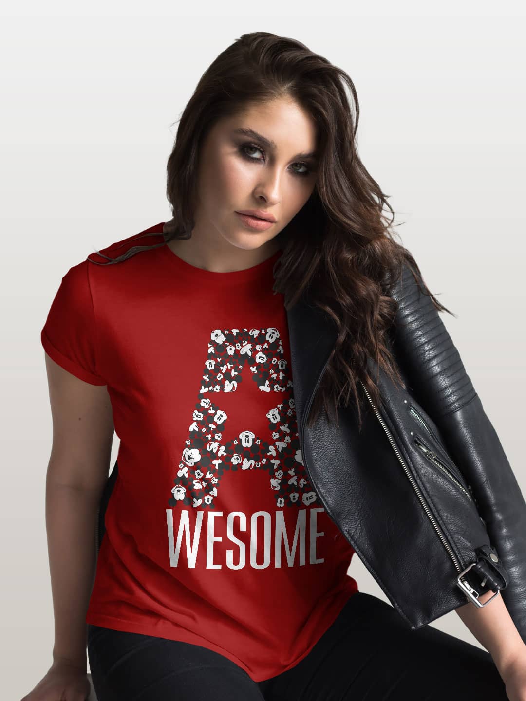 Awesome Mickey - Womens T-Shirt Red Large