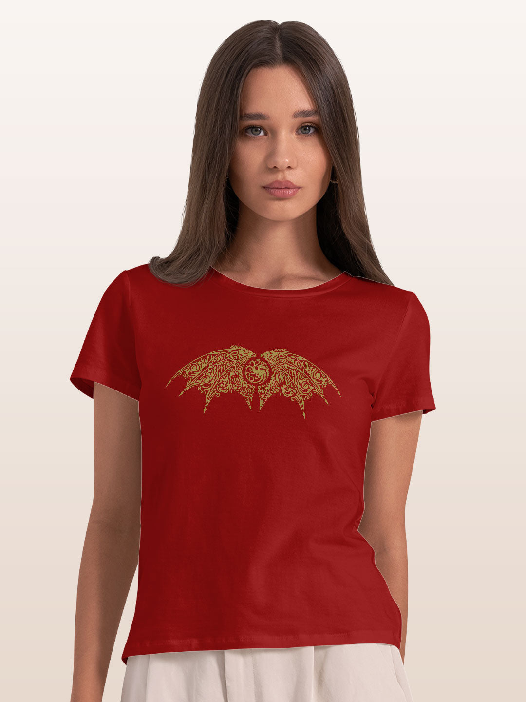 Dragon Wings - Womens T-Shirt Red Large