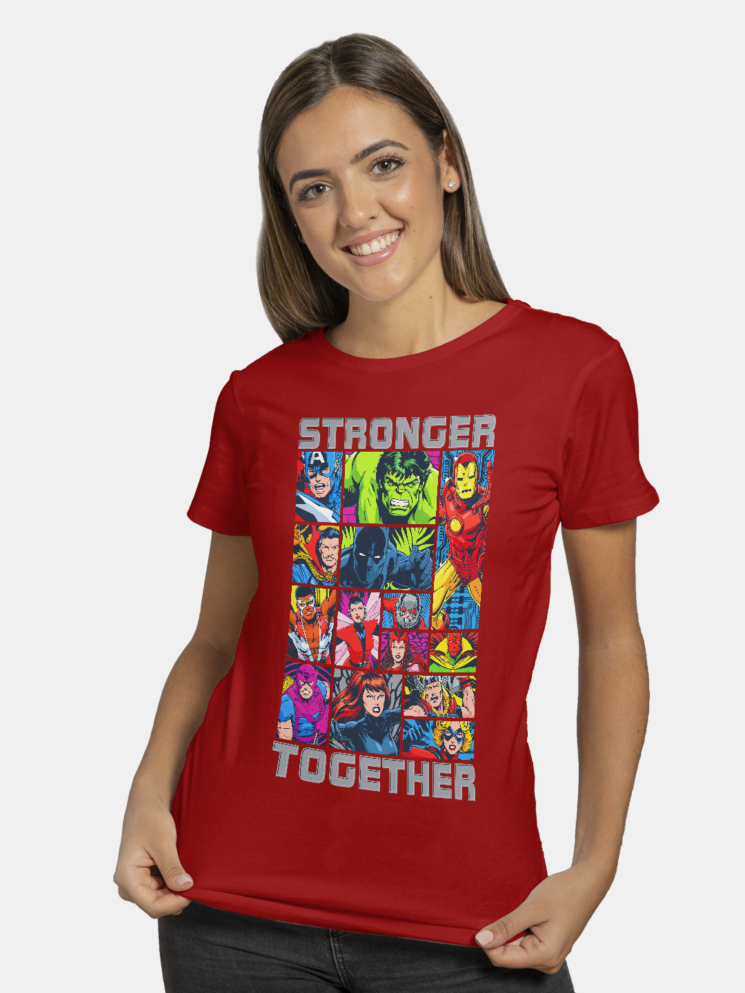 Avengers Stronger Together - Womens T-Shirt Red XXL