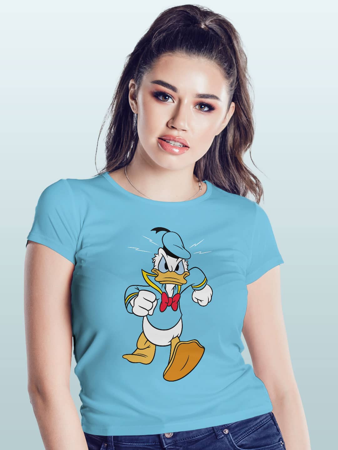 Angry Donald - Womens T-Shirt Sky Blue Medium