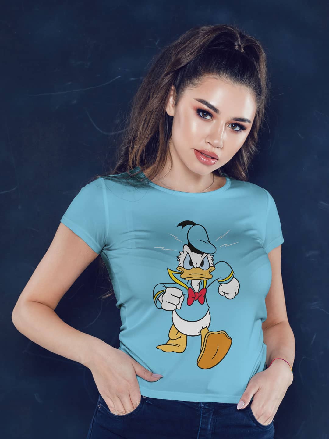 Angry Donald - Womens T-Shirt Sky Blue Medium
