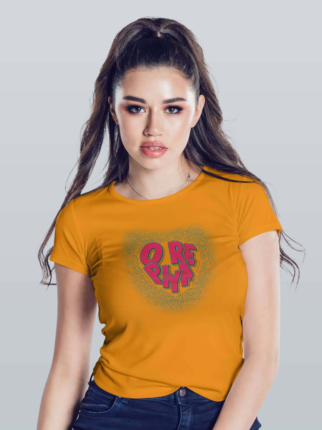 SM O Re Piya - Womens T-Shirt Yellow Large