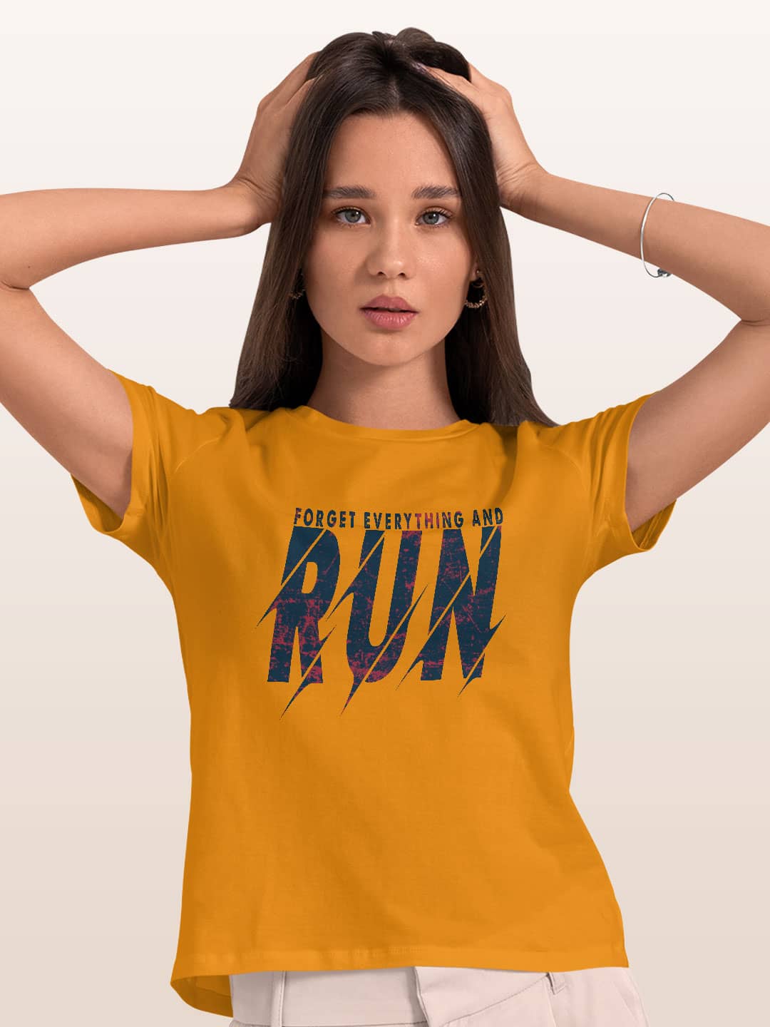 Forget Everything and Run - Womens T-Shirt Yellow Medium