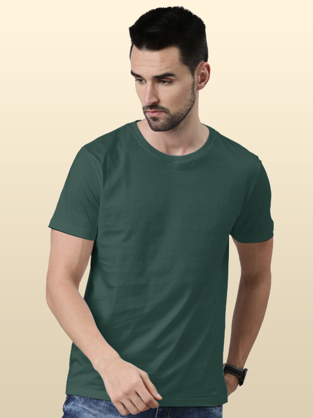 Basics - Mens T-Shirt Bottle Green Small