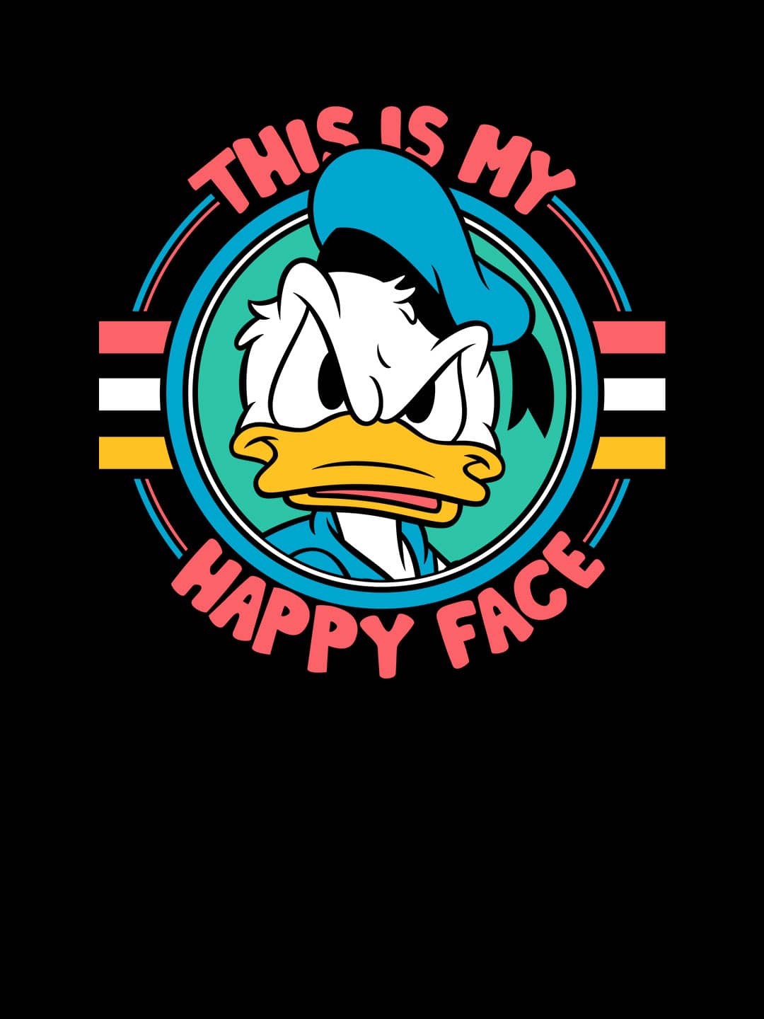 Donalds Happy Face - Mens T-Shirt Black Small