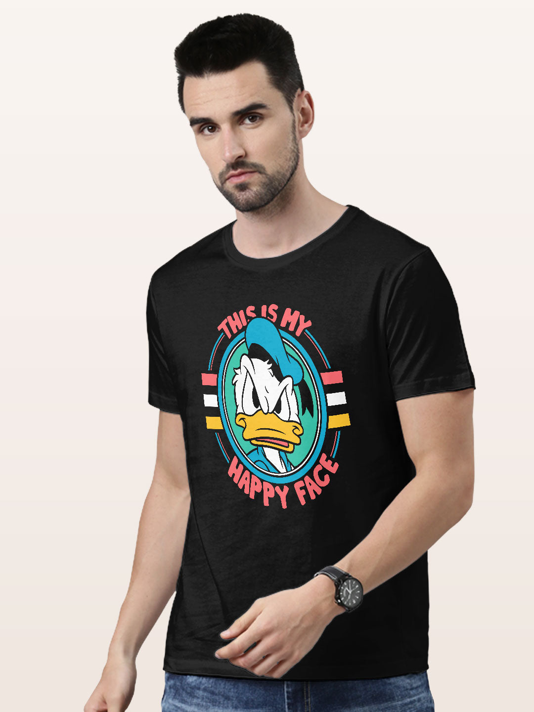 Donalds Happy Face - Mens T-Shirt Black XL