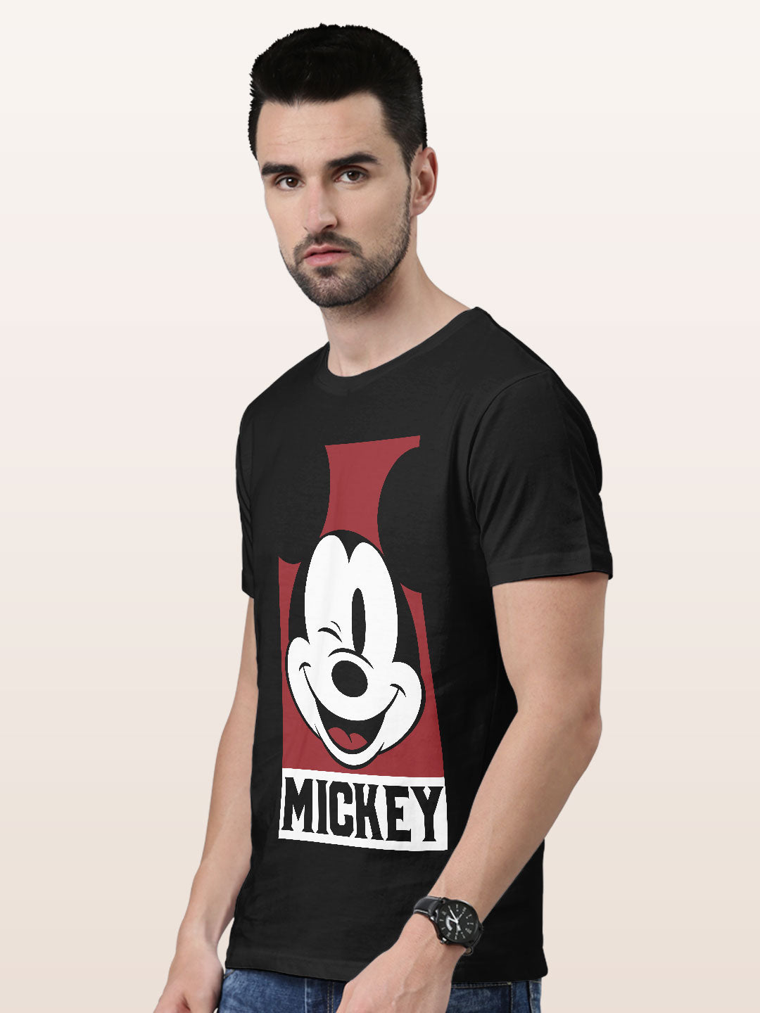 Mickey Mouse Portrait - Mens T-Shirt Black Small