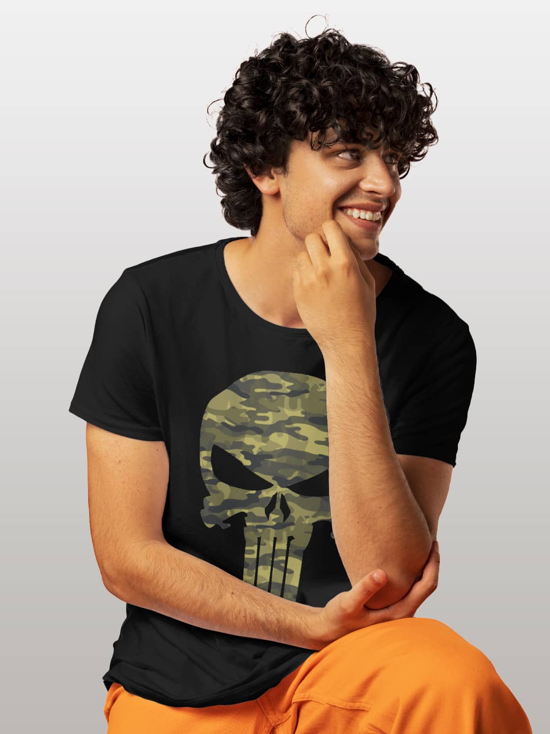 Camo Punisher - Mens T-Shirt Black Medium