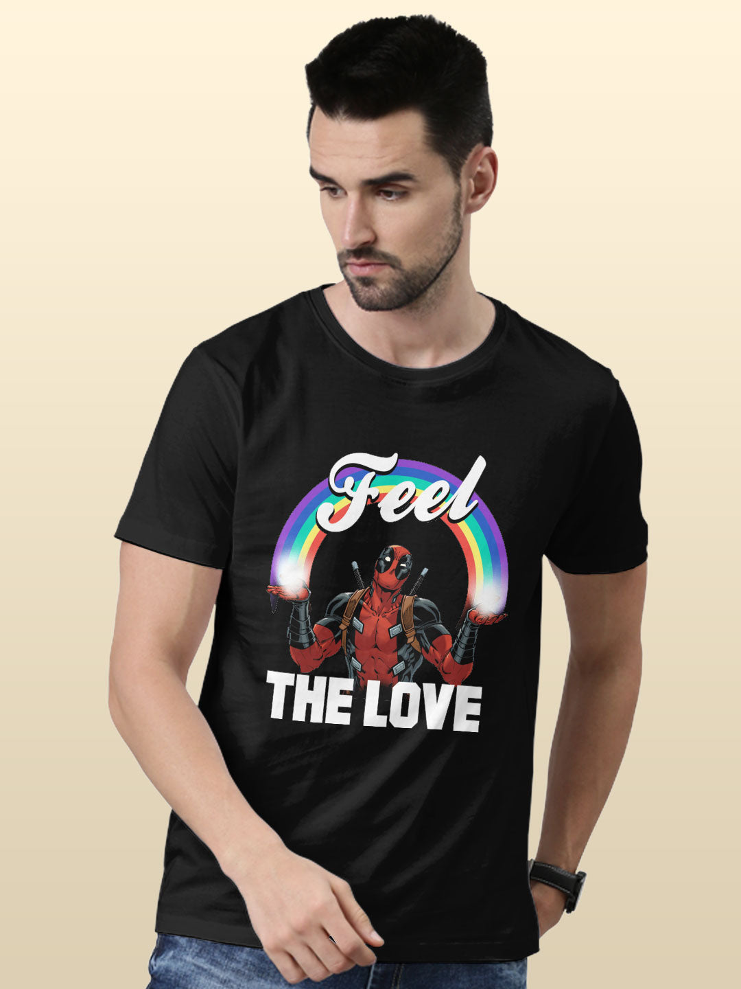 Deadpool Love - Mens T-Shirt - Regular Fit - Black - Medium