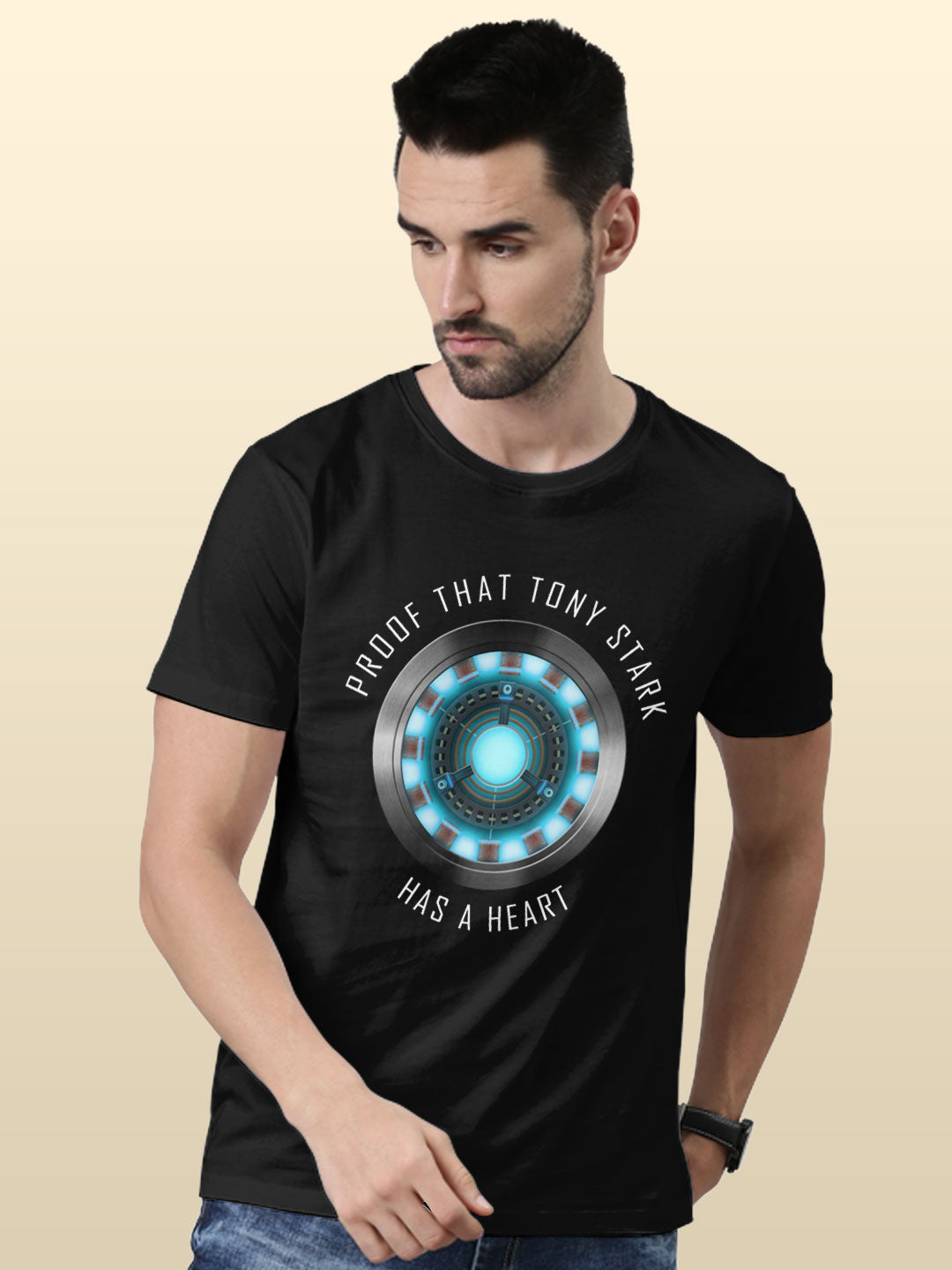 Tony Stark has a Heart - Mens T-Shirt Black Small
