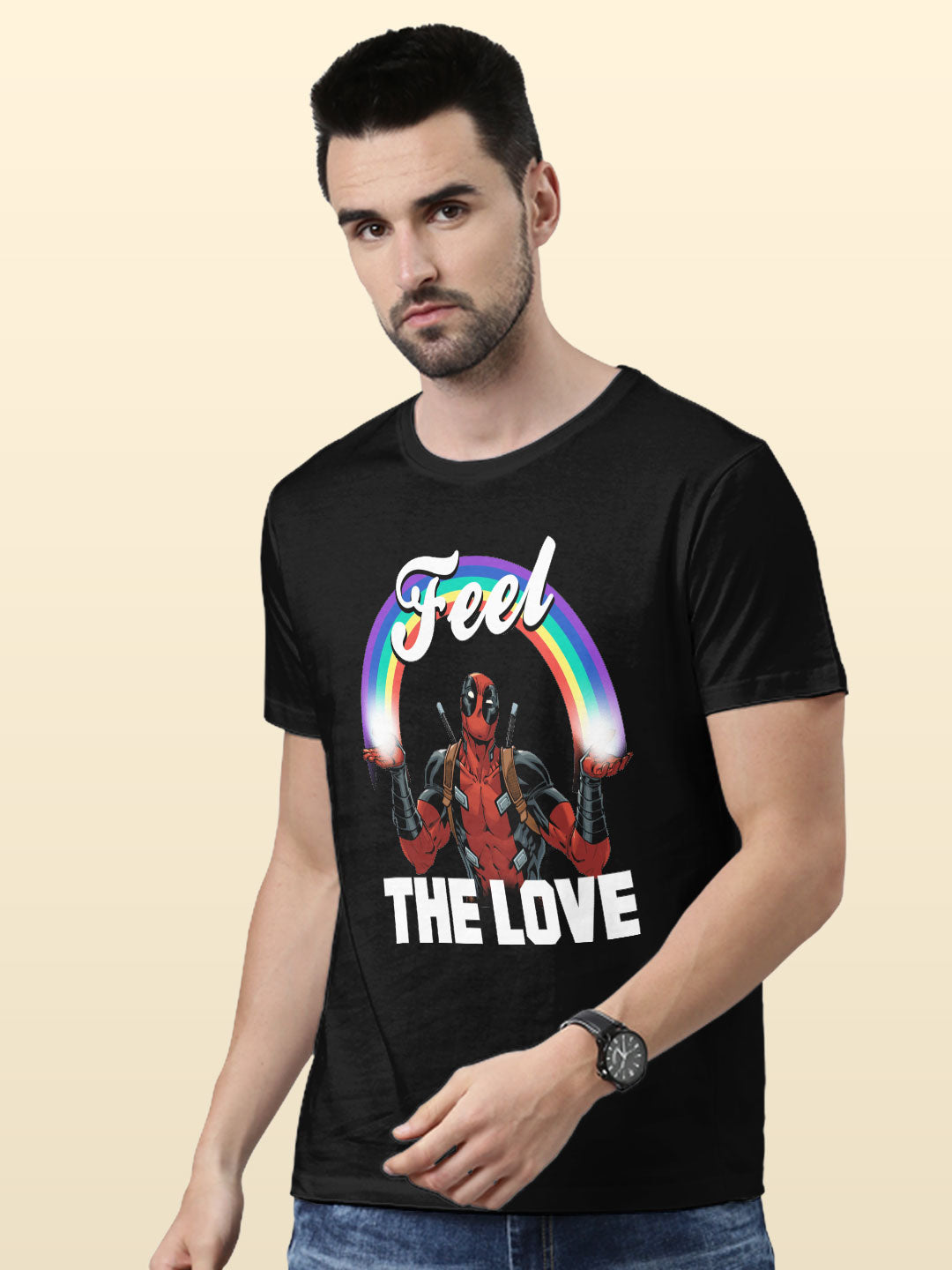 Deadpool Love - Mens T-Shirt - Regular Fit - Black - Medium