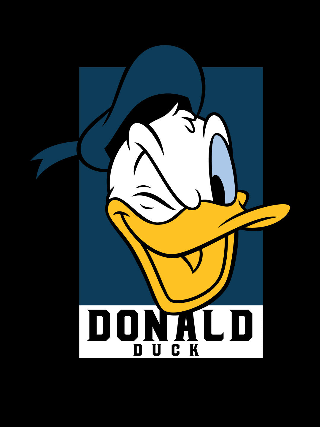 Donald Duck Portrait - Mens T-Shirt Black Medium