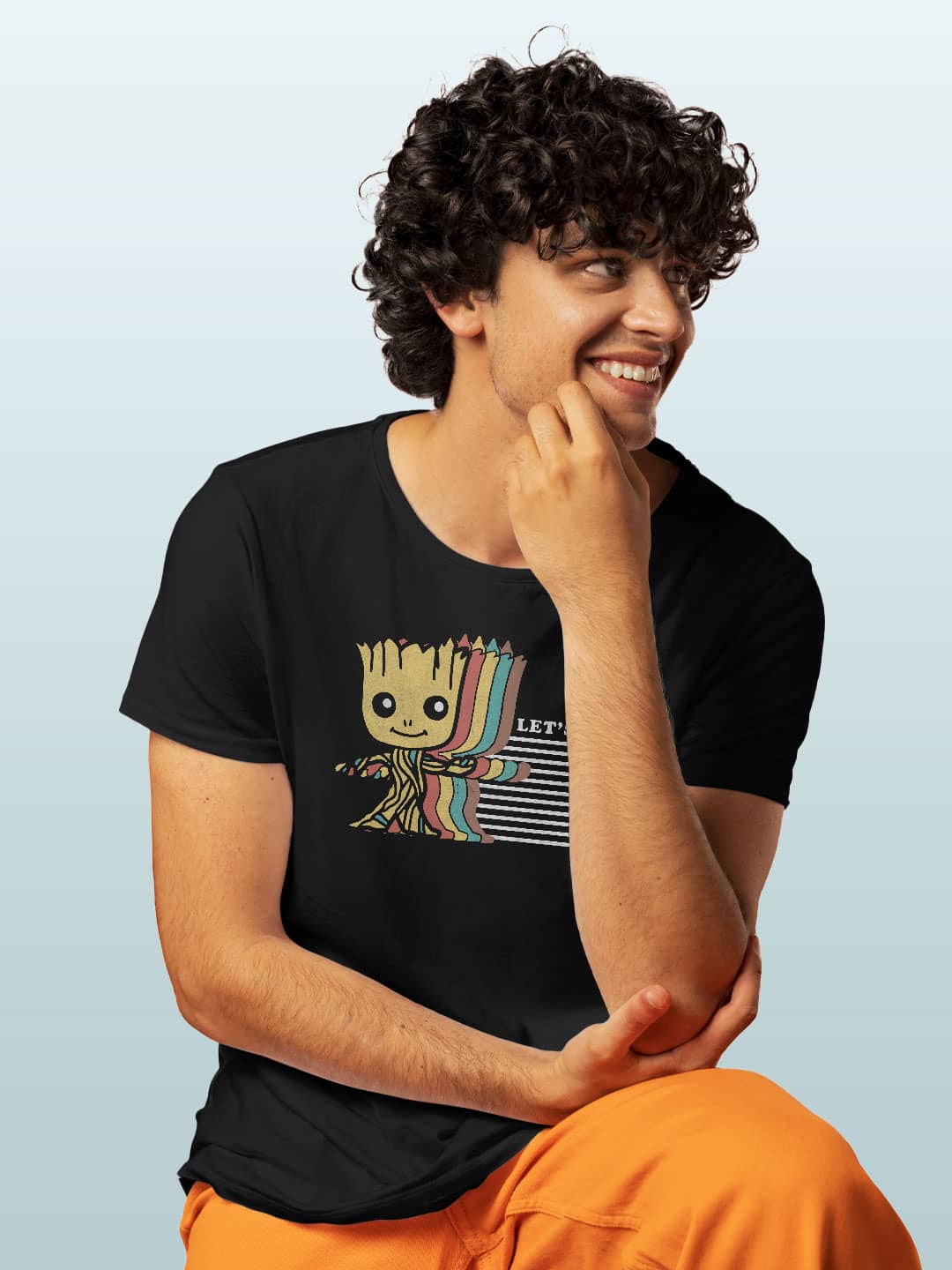 Lets Groot - Mens T-Shirt - Regular Fit - Black - Small