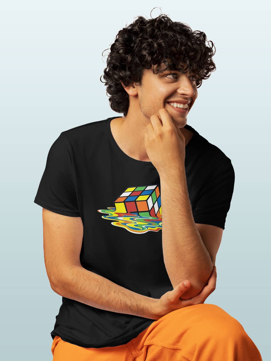 Melting Rubiks - Mens T-Shirt Black Small