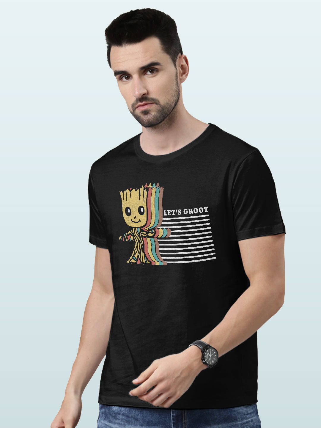 Lets Groot - Mens T-Shirt - Regular Fit - Black - Small