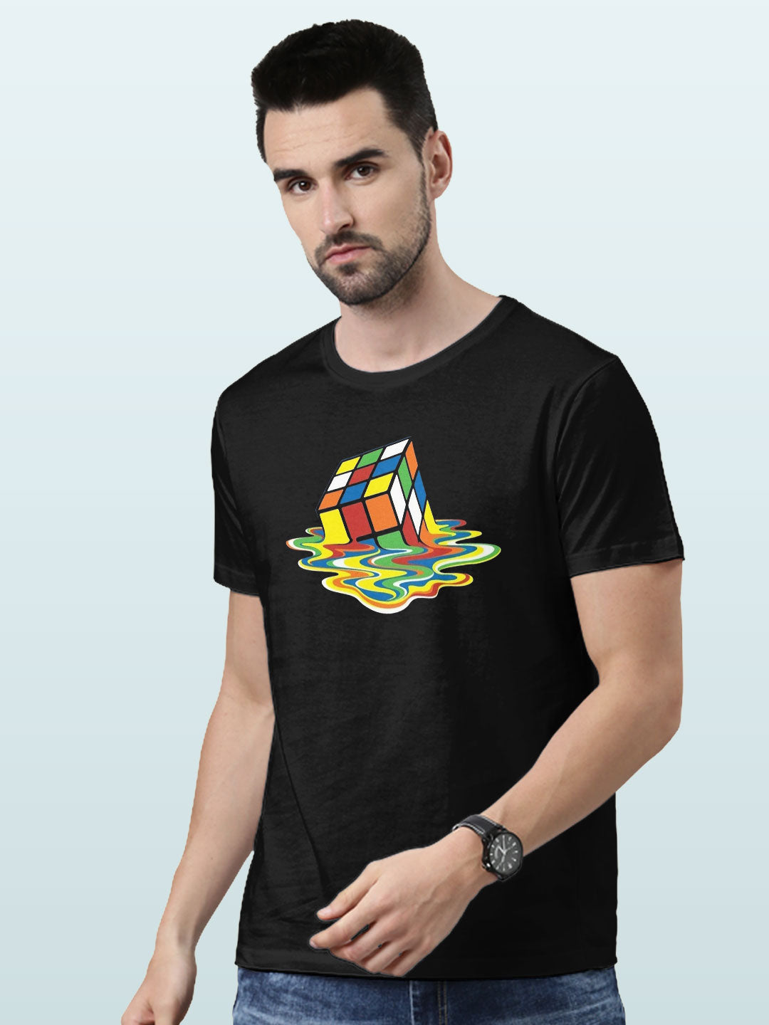 Melting Rubiks - Mens T-Shirt Black Small