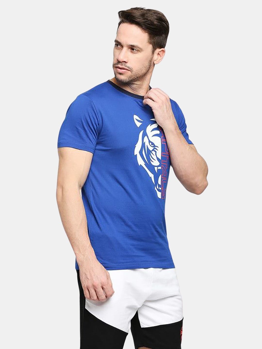 Delhi Capitals Half Tiger - Mens T-Shirt Blue XL