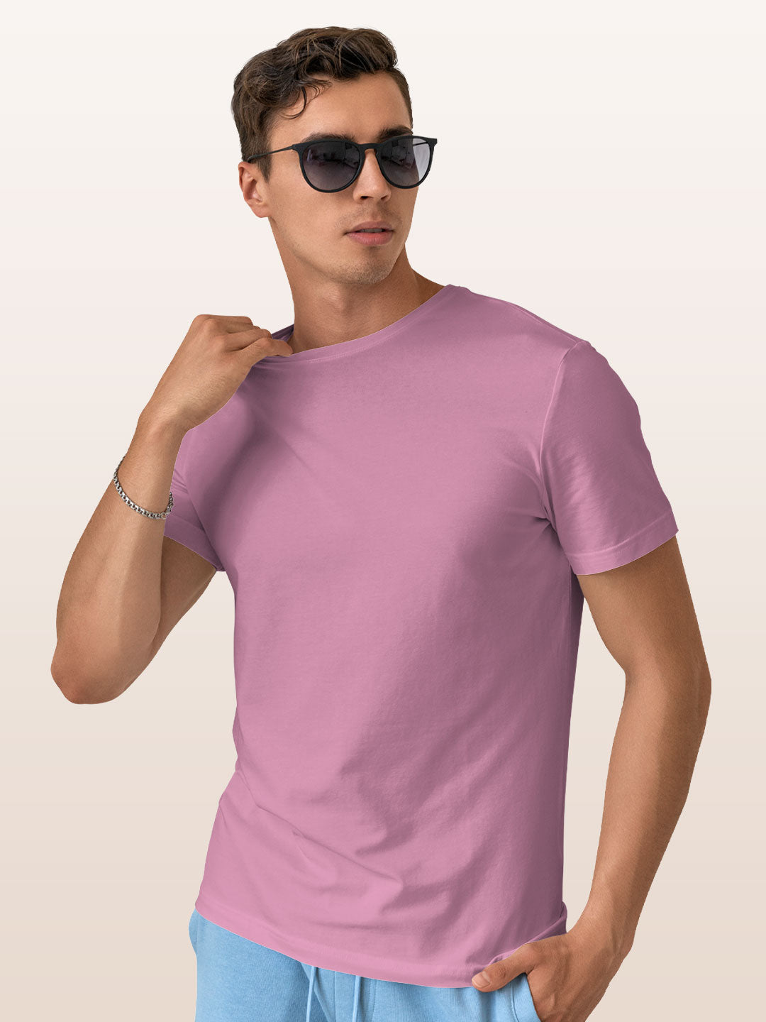 Basics - Mens T-Shirt Baby Pink XXL