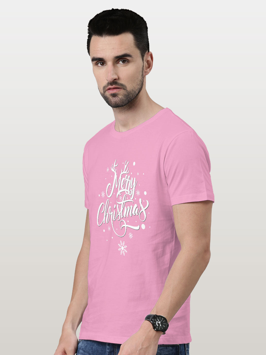 Merry Christmas - Mens T-Shirt Baby Pink Large