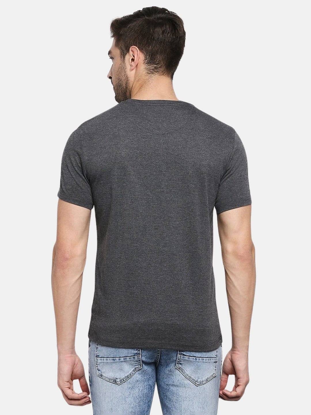 Delhi Capitals Logo Stripes - Mens T-Shirt Grey Melange Large