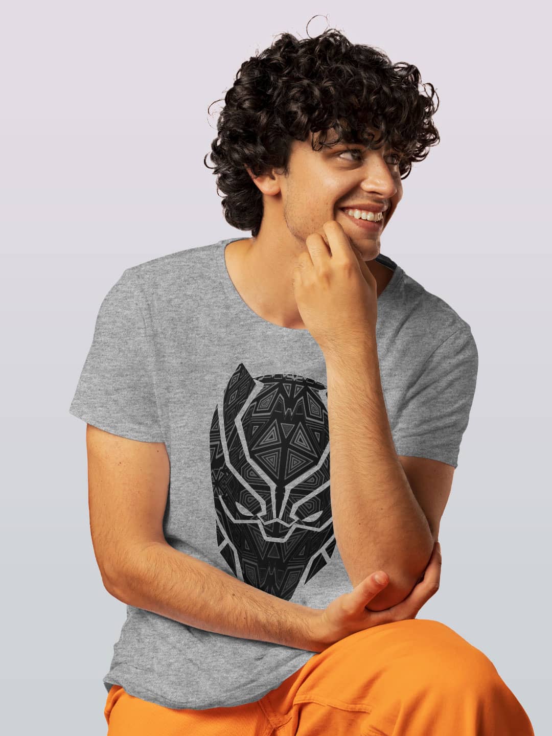 Black Panther Stare - Mens T-Shirt Grey Melange Small