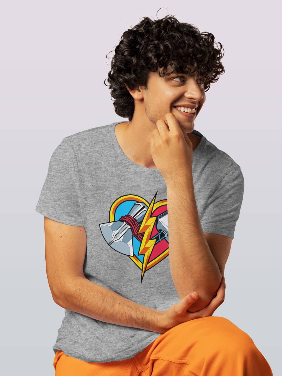 Love and Thunder - Mens T-Shirt Grey Melange Small