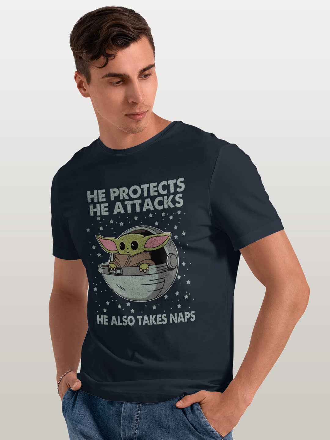 All Rounder Grogu - Mens T-Shirt Navy Blue XXL