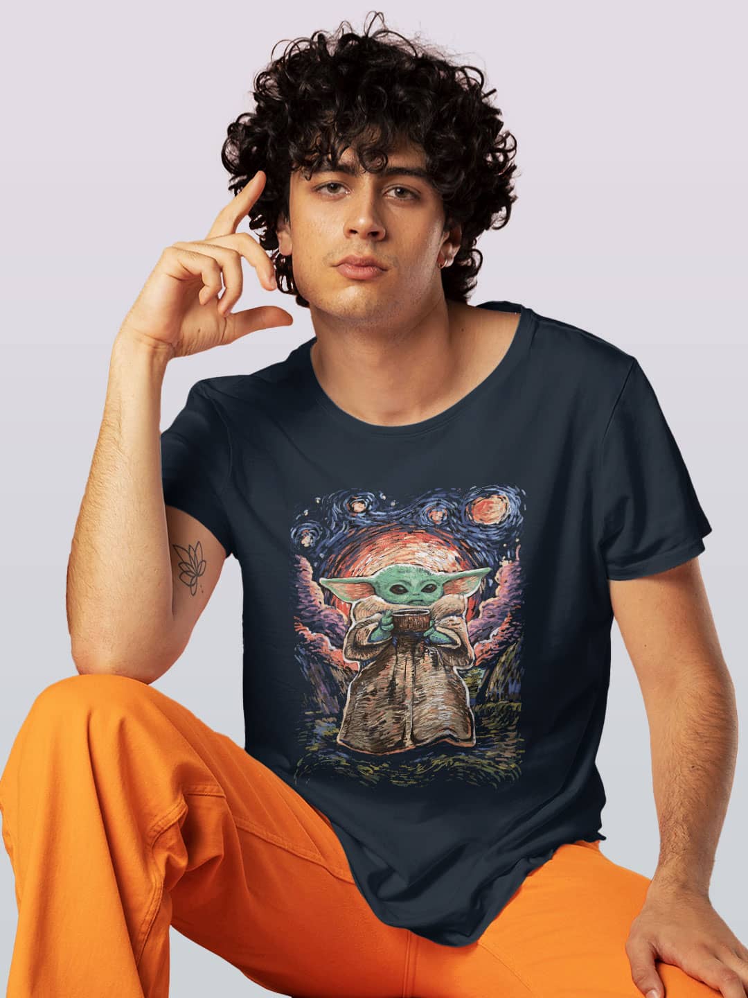 Impressionist Grogu - Mens T-Shirt Navy Blue Small