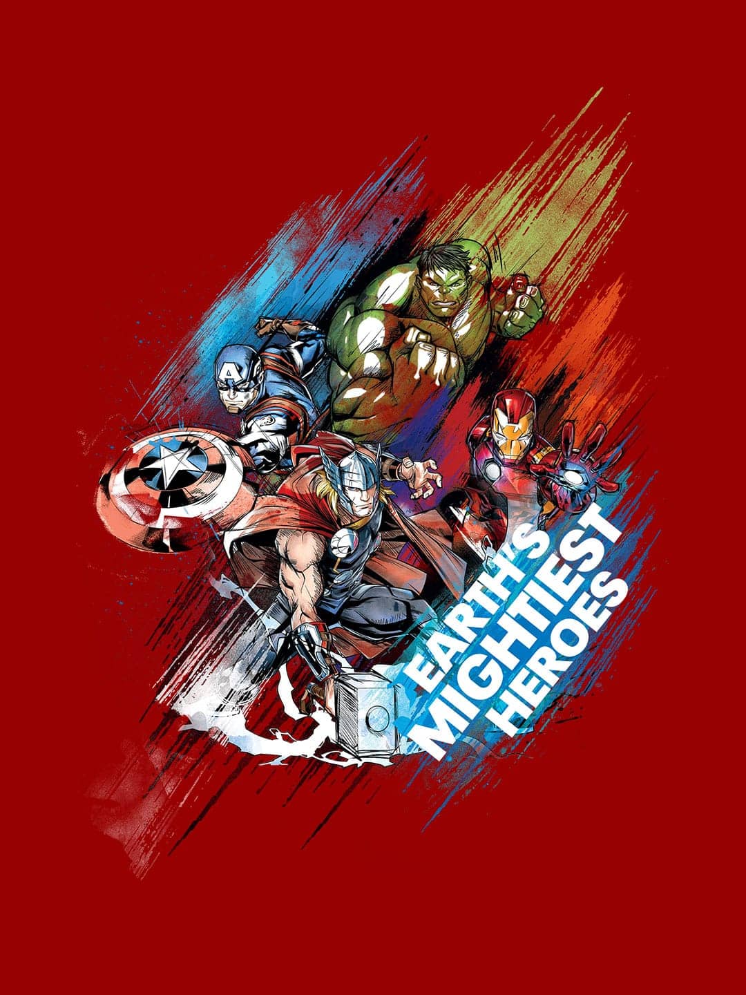 Earths Mightiest Heroes - Mens T-Shirt Red XXL