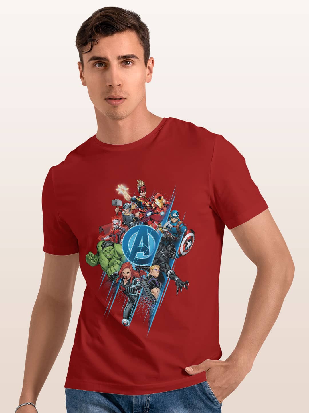Avengers All Heroes - Mens T-Shirt Red Medium