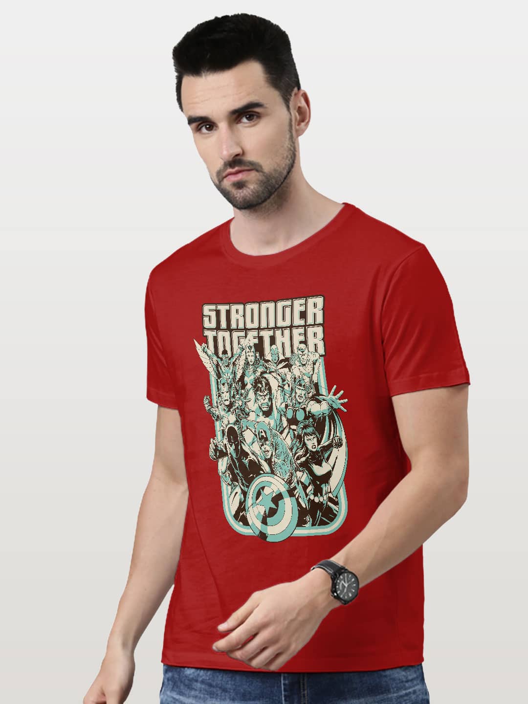 Stronger Together Sketch - Mens T-Shirt - Regular Fit - Red - Small