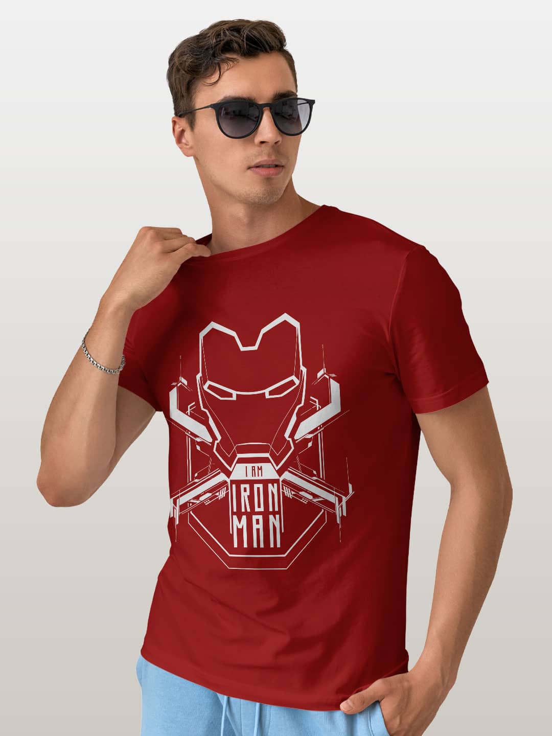 Iron Man Tech Badge - Mens T-Shirt Red Small