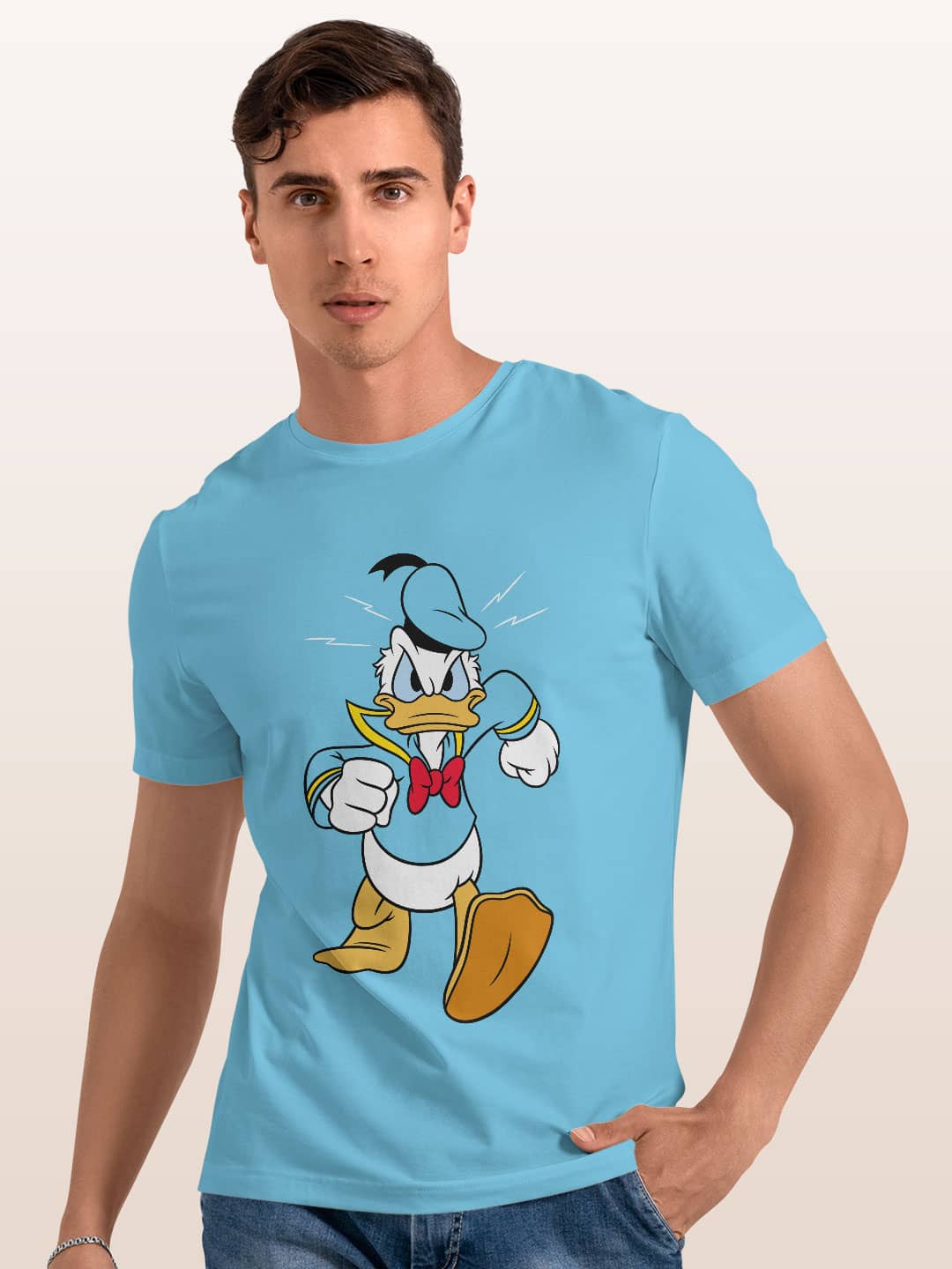 Angry Donald - Mens T-Shirt - Regular Fit - Sky Blue - Small