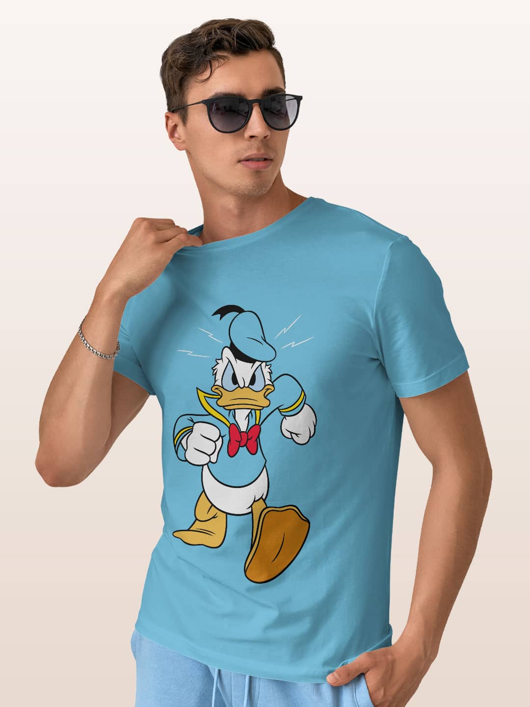 Angry Donald - Mens T-Shirt - Regular Fit - Sky Blue - Small