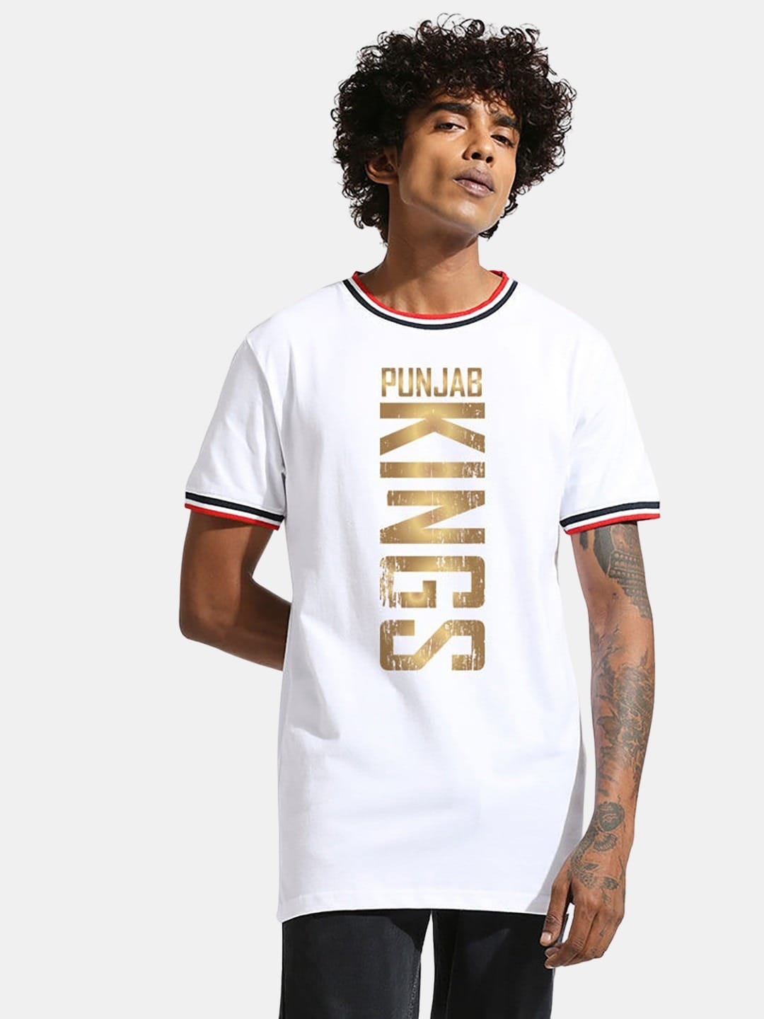 Punjab Kings Gold Logo Text - Mens T-Shirt White XL