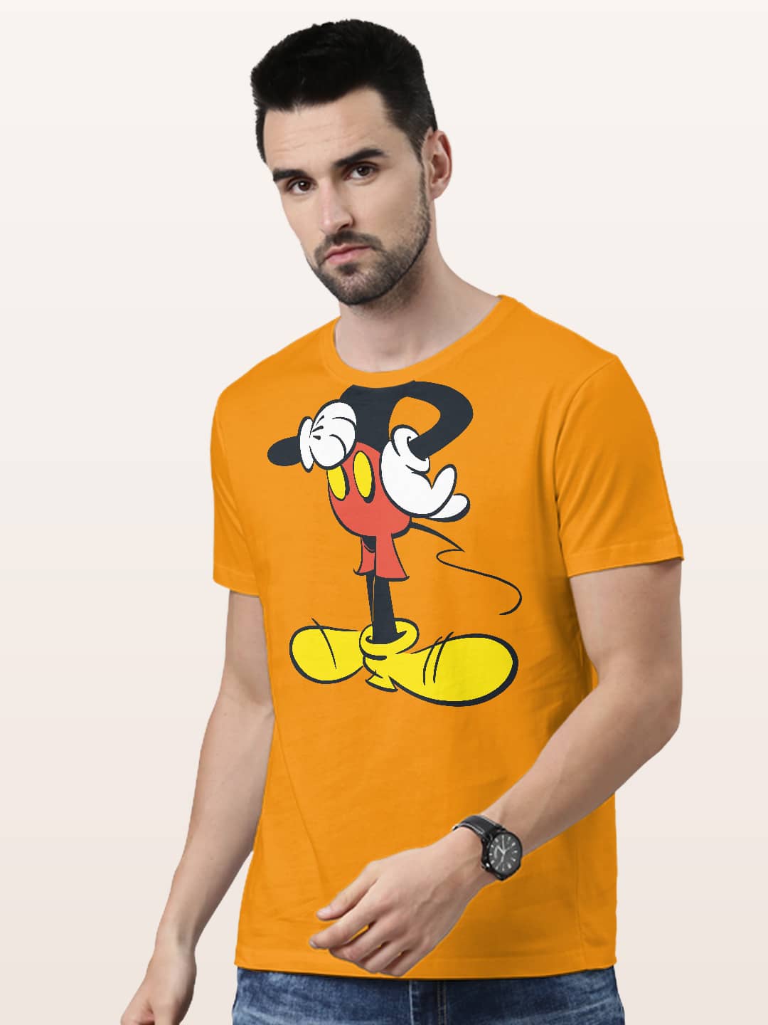 Mickey Body - Mens T-Shirt Yellow Small