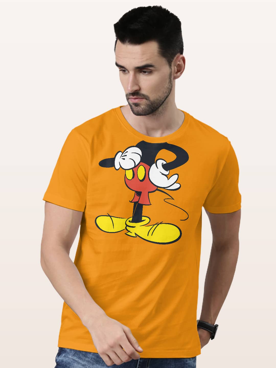 Mickey Body - Mens T-Shirt Yellow Small