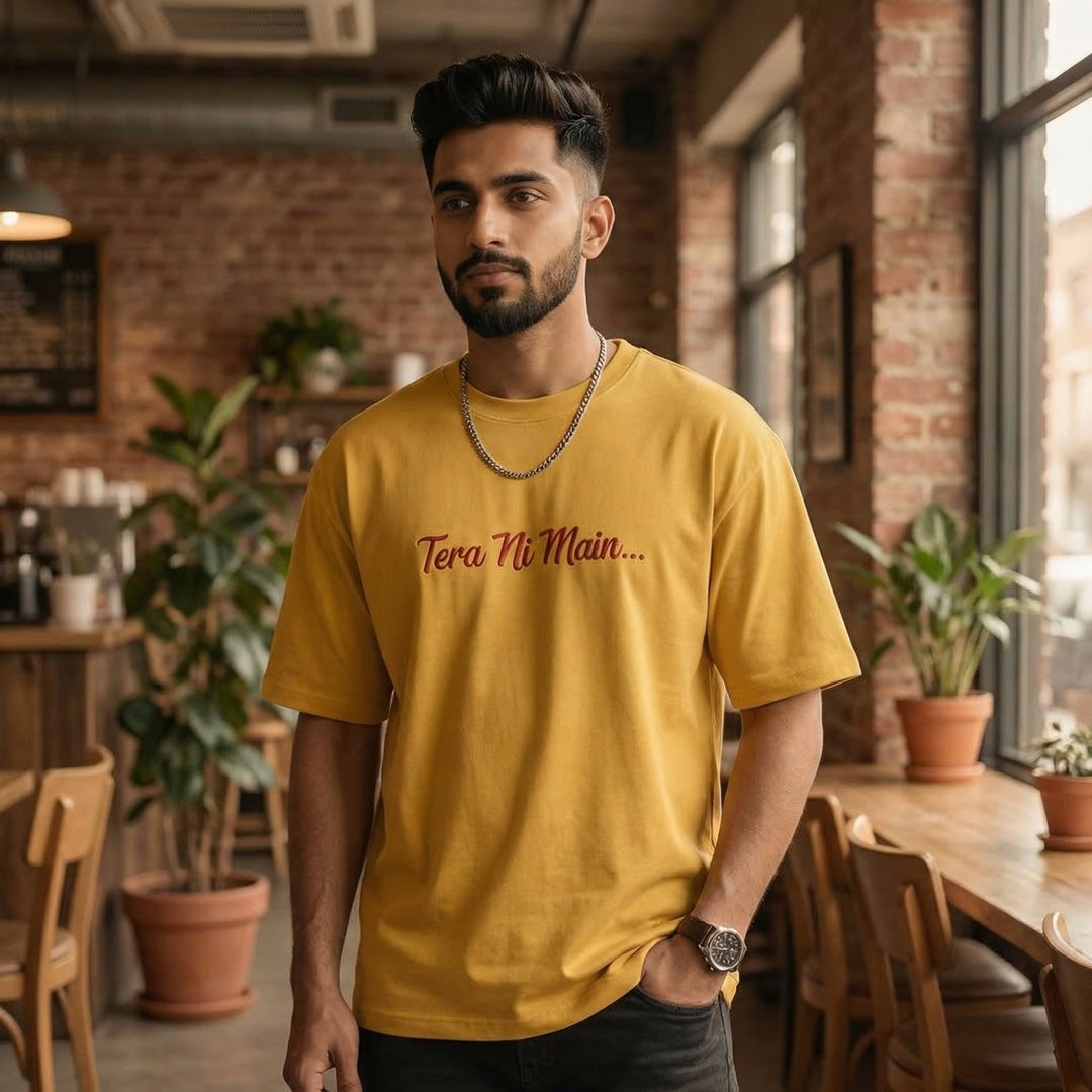 Tera Ni Main Lover - Oversized T-shirt Yellow L