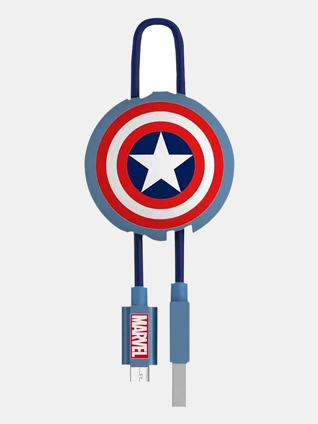 Classic Captains Shield - Micro USB Cable Keyring Navy Blue