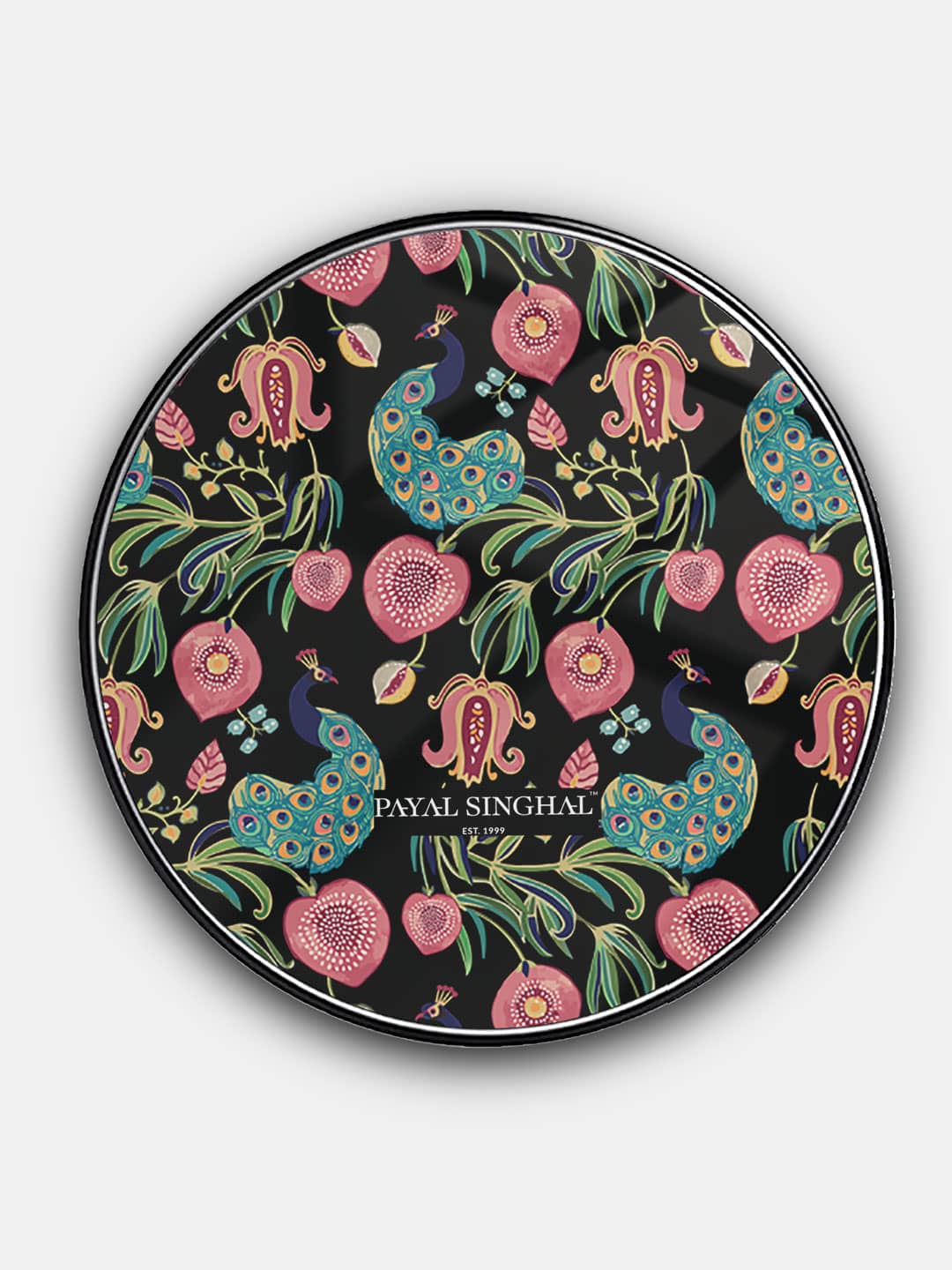 Payal Singhal Anaar and Mor Black - Wireless Charger 15W Glass