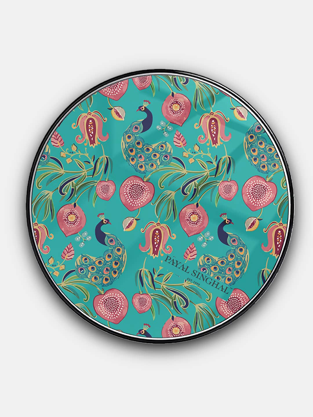 Payal Singhal Anaar and Mor Teal - Wireless Charger 15W Glass